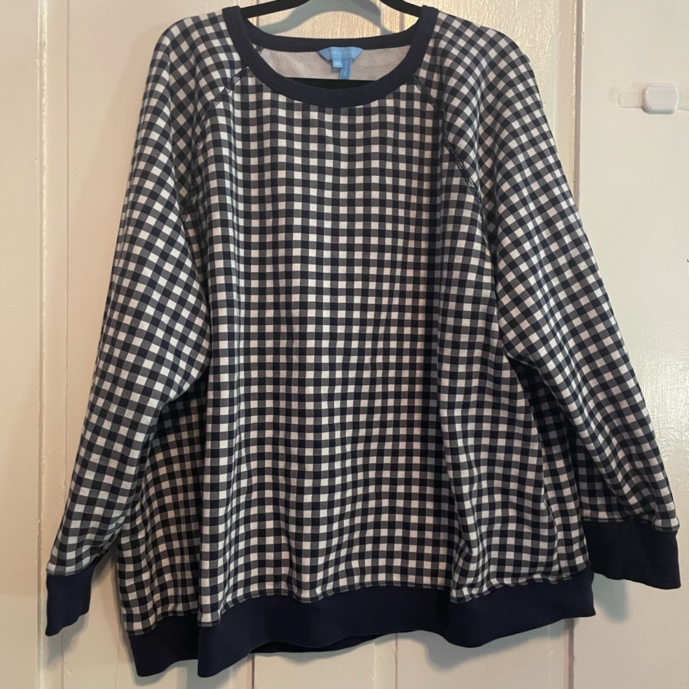 Draper James - Navy & White Gingham Sweatshirt